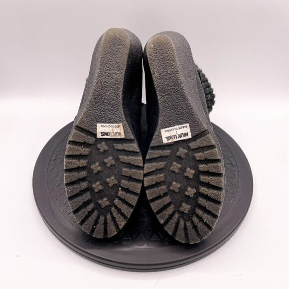 MUK LUKS WOMENS GEORGIA Knit Distressed Wedge BUCKLE STRAP ANKLE BOOTS Size 7 - Picture 6 of 11